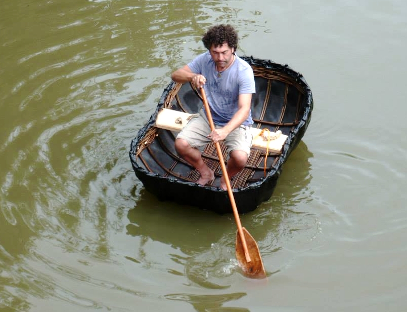 coracle in the water